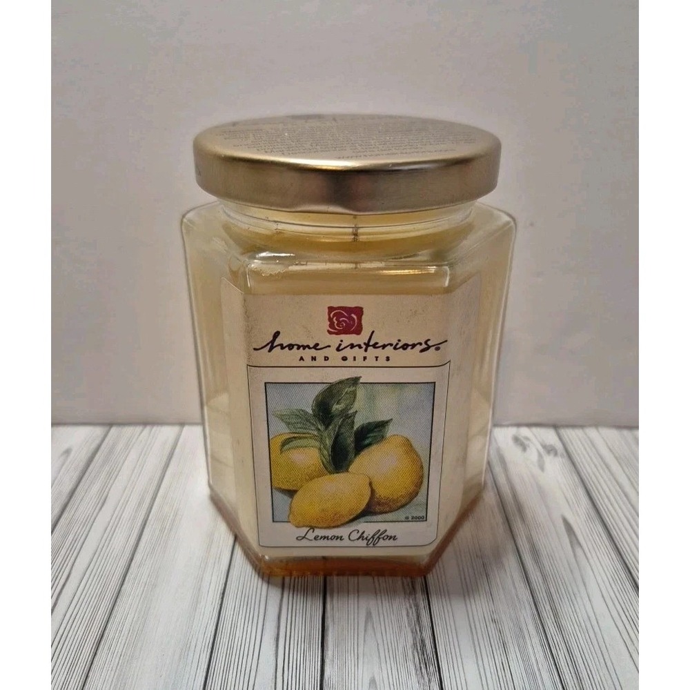 NEW Vintage Home Interiors Candle LEMON CHIFFON Glass Jar w/ Lid